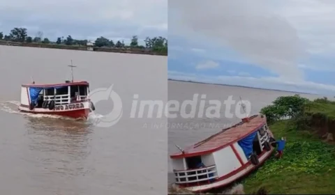VEJA VÍDEO: barco colide em barranco após comandante dormir no leme no Amazonas