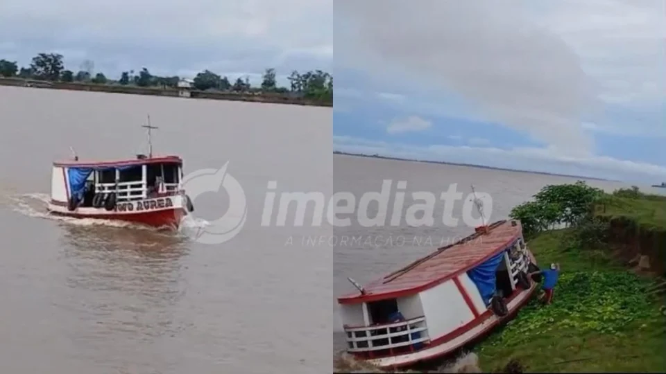 VEJA VÍDEO: barco colide em barranco após comandante dormir no leme no Amazonas