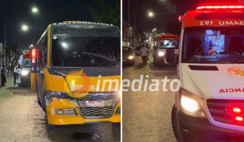 Colisão entre dois micro-ônibus ‘Amarelinho’ deixa passageiros feridos na Avenida Itaúba