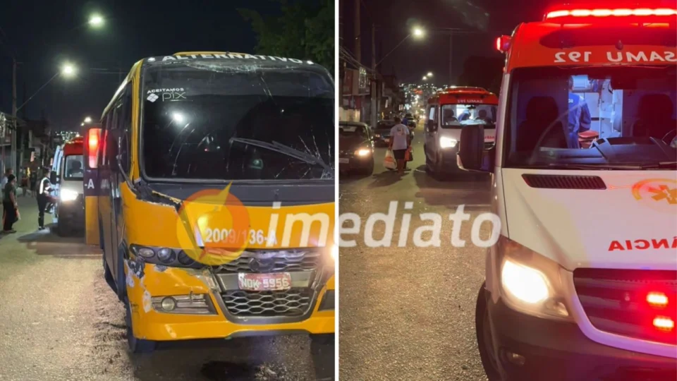 Colisão entre dois micro-ônibus ‘Amarelinho’ deixa passageiros feridos na Avenida Itaúba