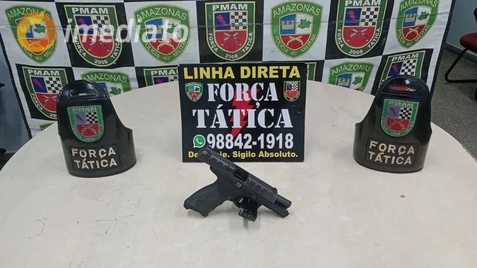 Polícia apreende pistola durante patrulhamento no bairro Zumbi, em Manaus
