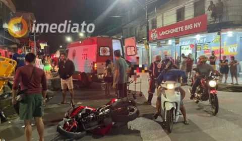 Motociclista e passageira ficam feridas após colisão com carro no bairro Alvorada