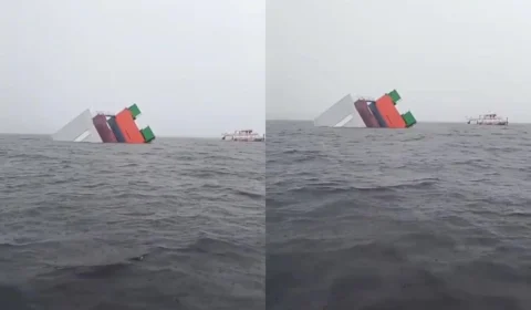 Balsa naufraga no Rio Negro durante forte temporal em Manaus