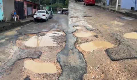 Ruas esburacadas causam transtornos a moradores do bairro Novo Aleixo