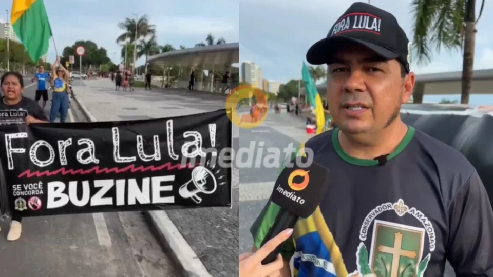 Ato Fora Lula em Manaus reúne apoiadores do Bolsonaro na Ponta Negra