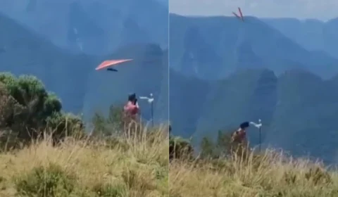 Vídeo: Piloto morre após queda de asa delta em Timbé do Sul, Santa Catarina