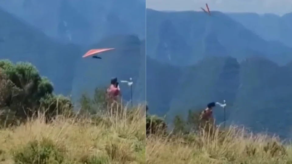 Vídeo: Piloto morre após queda de asa delta em Timbé do Sul, Santa Catarina