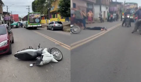Professora sofre acidente de moto na Compensa mas escapa de tragédia graças ao uso de capacete