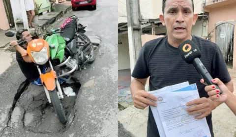 ‘Já fomos à Seminf, faz 5 meses que esse buraco está assim e eles não fazem nada’, reclamara morador do bairro Da União