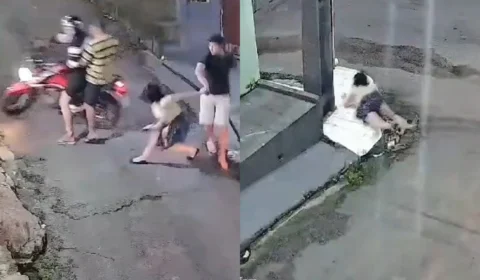 Vídeo: mulher cai em calçada ao tentar fugir de assalto no bairro Petrópolis