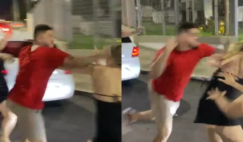 Vídeo: na saída de show de ‘Natanzinho’, homem desfere socos em mulher após batida de carro