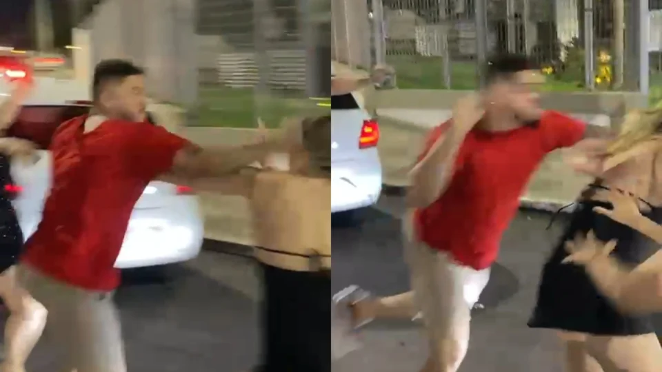 Vídeo: na saída de show de ‘Natanzinho’, homem desfere socos em mulher após batida de carro