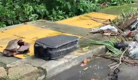 Agentes de limpeza encontram mala com partes de corpo próximo a igarapé no Flores