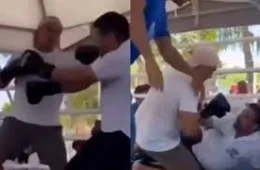 VEJA VÍDEO: prefeito nocauteia secretário de educação durante luta amistosa de boxe