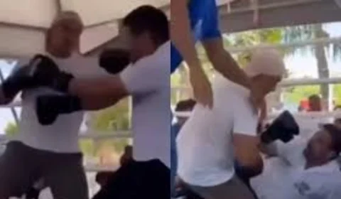 VEJA VÍDEO: prefeito nocauteia secretário de educação durante luta amistosa de boxe
