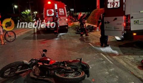 Colisão entre motos deixa quatro feridos no bairro Colônia Antônio Aleixo