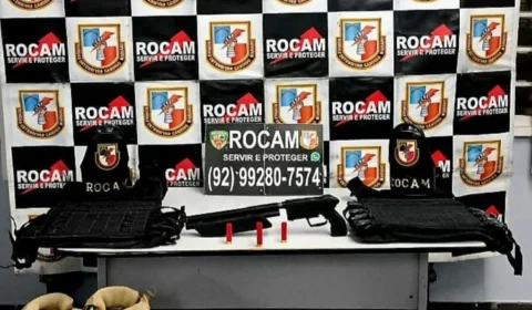 Rocam apreende coletes à prova de balas, arma e munições em casa na zona leste de Manaus
