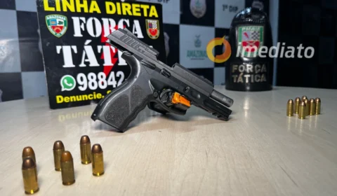 Criminosos fogem e deixam pistola para trás durante ação da Força Tática no bairro Petrópolis