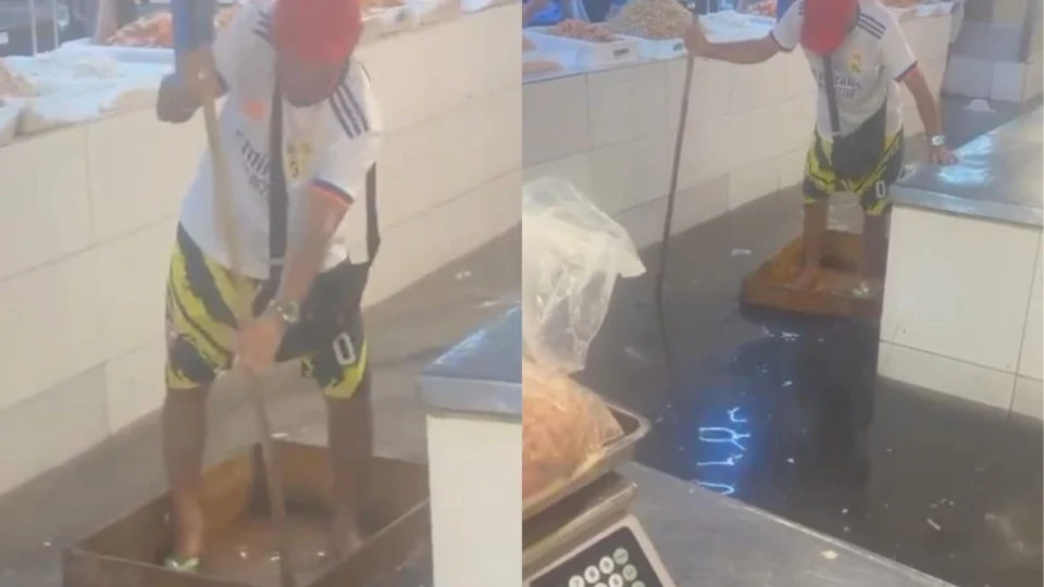 Feira da Manaus Moderna fica alagada durante temporal desta quinta-feira