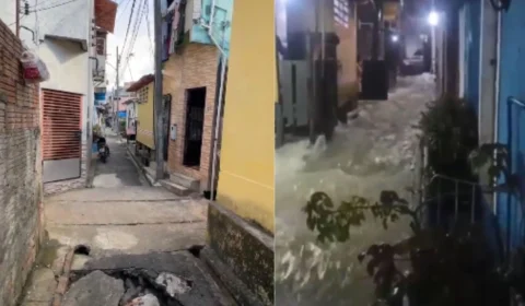 Chuva causa alagamentos e prejuízos a moradores do Beco Arthur Virgílio, no bairro São Jorge