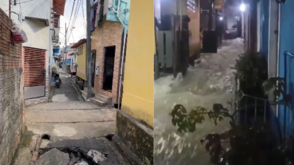 Chuva causa alagamentos e prejuízos a moradores do Beco Arthur Virgílio, no bairro São Jorge