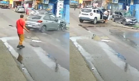 Veja o momento em que criminosos causam acidente ao fugir da Rocam em Manaus