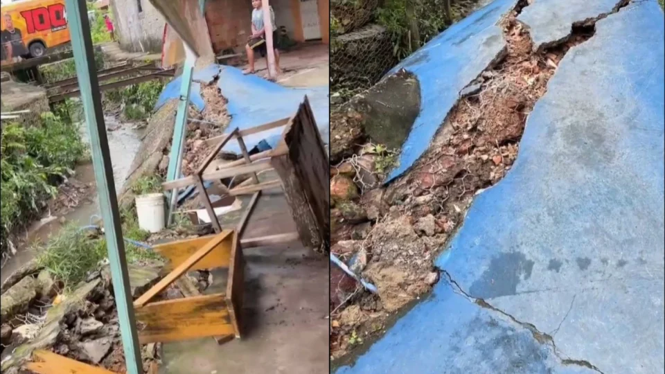 Moradores do Lira do Vale enfrentam desabamentos após forte chuva