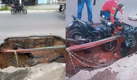 Cratera na Av. Rodrigo Otávio preocupa motoristas e causa acidentes