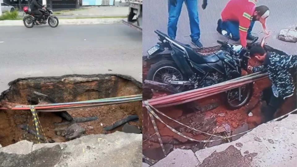 Cratera na Av. Rodrigo Otávio preocupa motoristas e causa acidentes