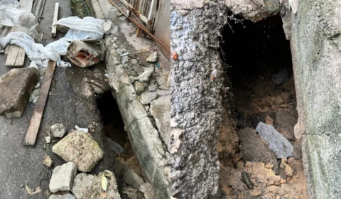Cratera coloca casa em risco no bairro São José e moradores cobraram solução