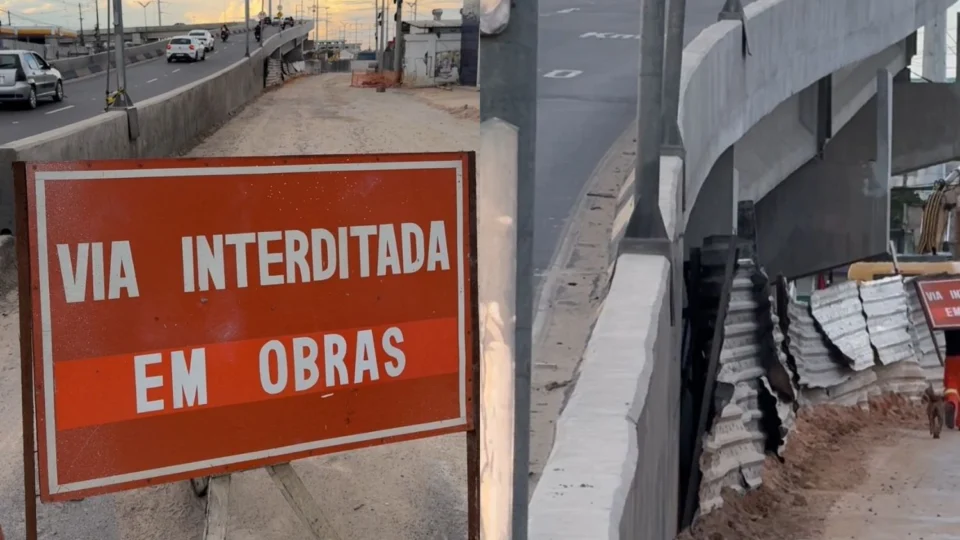 Obra do Viaduto Rei Pelé segue com bloqueios e mais uma promessa de entrega da Prefeitura de Manaus