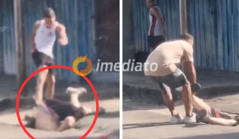 VEJA VÍDEO: homem leva surra e fica preso em bueiro durante briga no bairro Petrópolis
