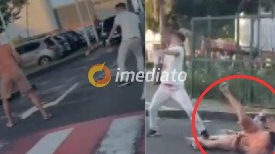 VEJA VÍDEO: homens se agridem com pedras em frente de shopping em Manaus