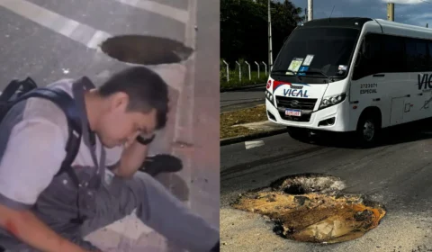 Motociclista sofre acidente ao desviar de buraco em avenida, no Distrito Industrial 1