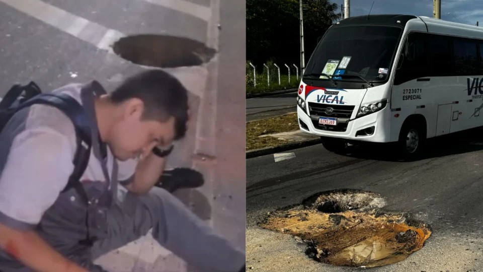 Motociclista sofre acidente ao desviar de buraco em avenida, no Distrito Industrial 1