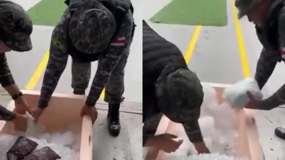 Polícia Militar apreende drogas escondidas em caixa de isopor com açaí durante operação na Base Arpão III