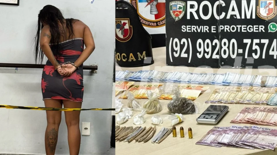 Mulher grávida é presa pela Rocam com drogas e dinheiro em espécie, em Manaus