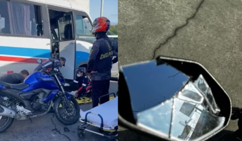 Motociclista sofre acidente após avançar sinal em frente ao Shopping Via Norte