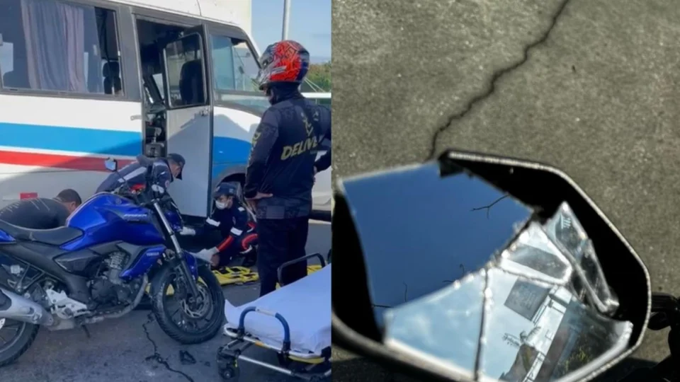 Motociclista sofre acidente após avançar sinal em frente ao Shopping Via Norte