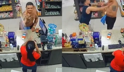 Vídeo: Homem agride funcionária de posto e provoca briga generalizada na manhã deste sábado (3)