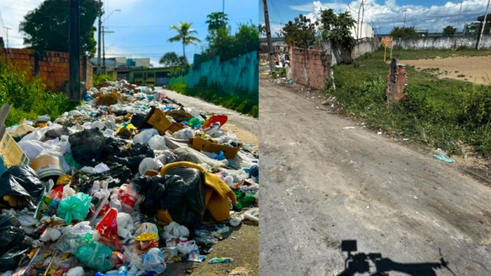 Coleta de lixo é realizada após denúncia no bairro Colônia Antônio Aleixo