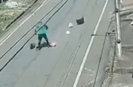 VEJA VÍDEO: gari se desespera ao ser atacado por dois pitbulls durante trabalho
