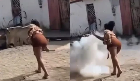 VEJA VÍDEO: artefato explode no rosto de jovem durante festa junina