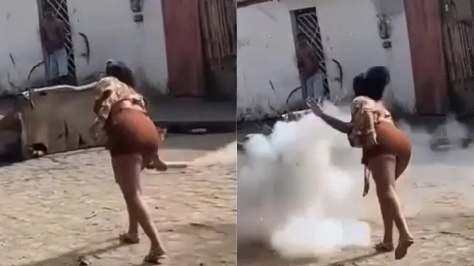 VEJA VÍDEO: artefato explode no rosto de jovem durante festa junina