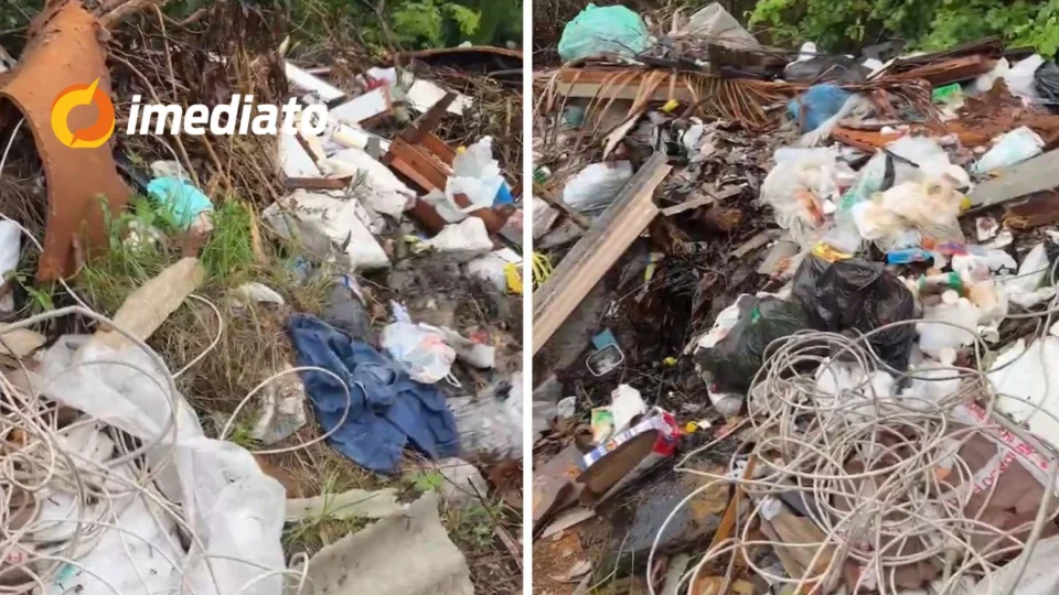 Moradores do Monte das Oliveiras denunciam acúmulo de lixo e falta de iluminação em parada de ônibus