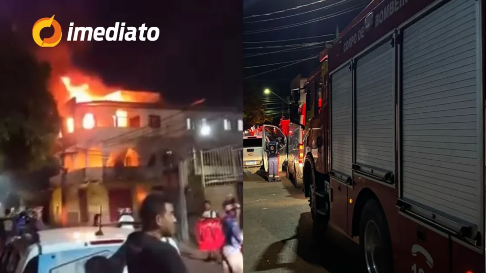 VEJA VÍDEO: incêndio de grandes proporções atinge prédio com kitnets no bairro Alvorada