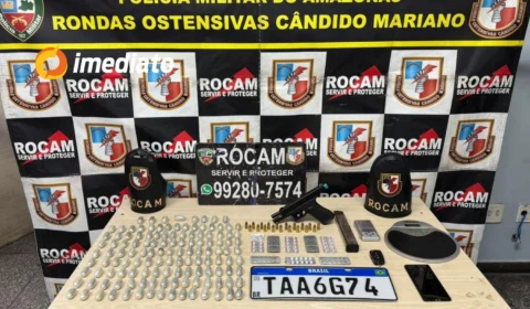 Rocam prende homem com arma de fogo e drogas em operação no bairro Monte das Oliveiras