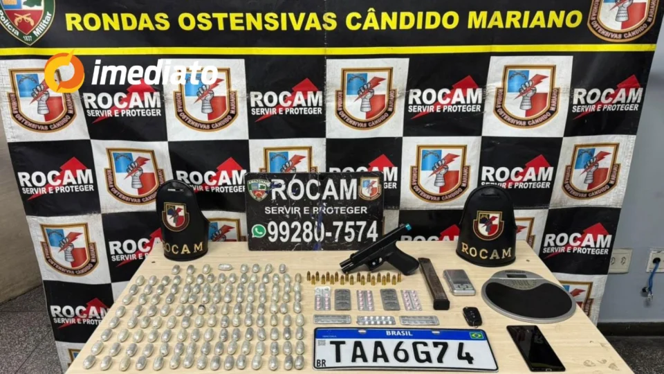 Rocam prende homem com arma de fogo e drogas em operação no bairro Monte das Oliveiras