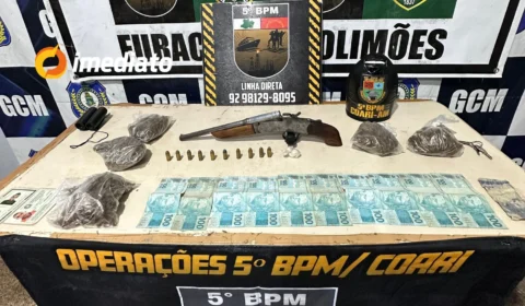 Dois homens e uma mulher são presos com drogas e arma de fogo no Município de Coari