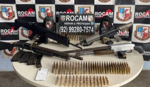 Mulher de 24 Anos é presa com fuzil e arsenal no porto de Fonte Boa durante Operação Fronteira Mais Segura